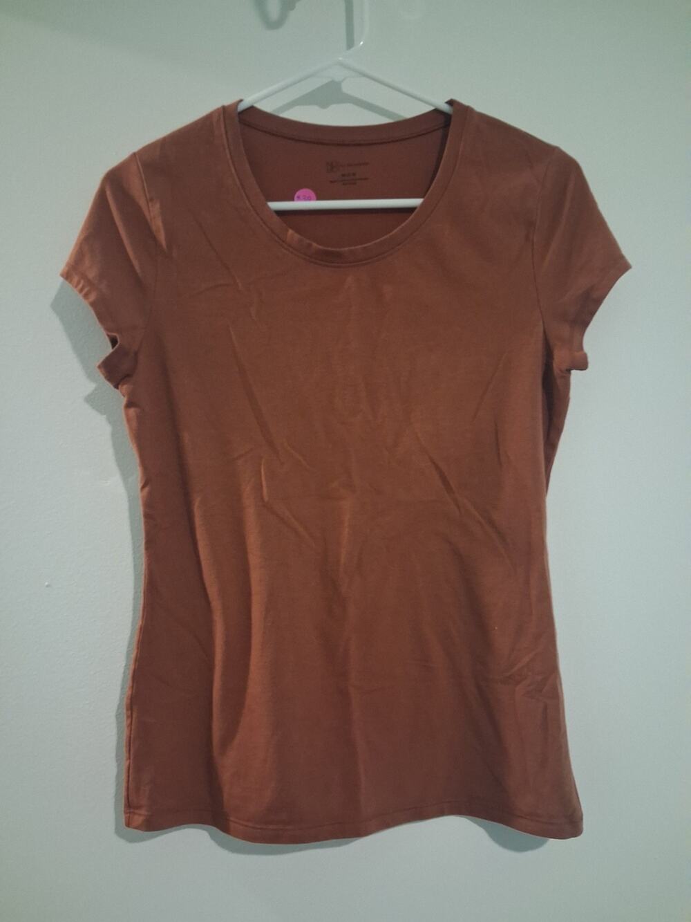 No Boundaries Brown Solid Knit Cotton Crew Neck Short Sleeve T-Shirt M (7-9)